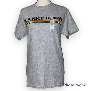 Be A Nice Human small womens t shirt short sleeve multicolor stripes